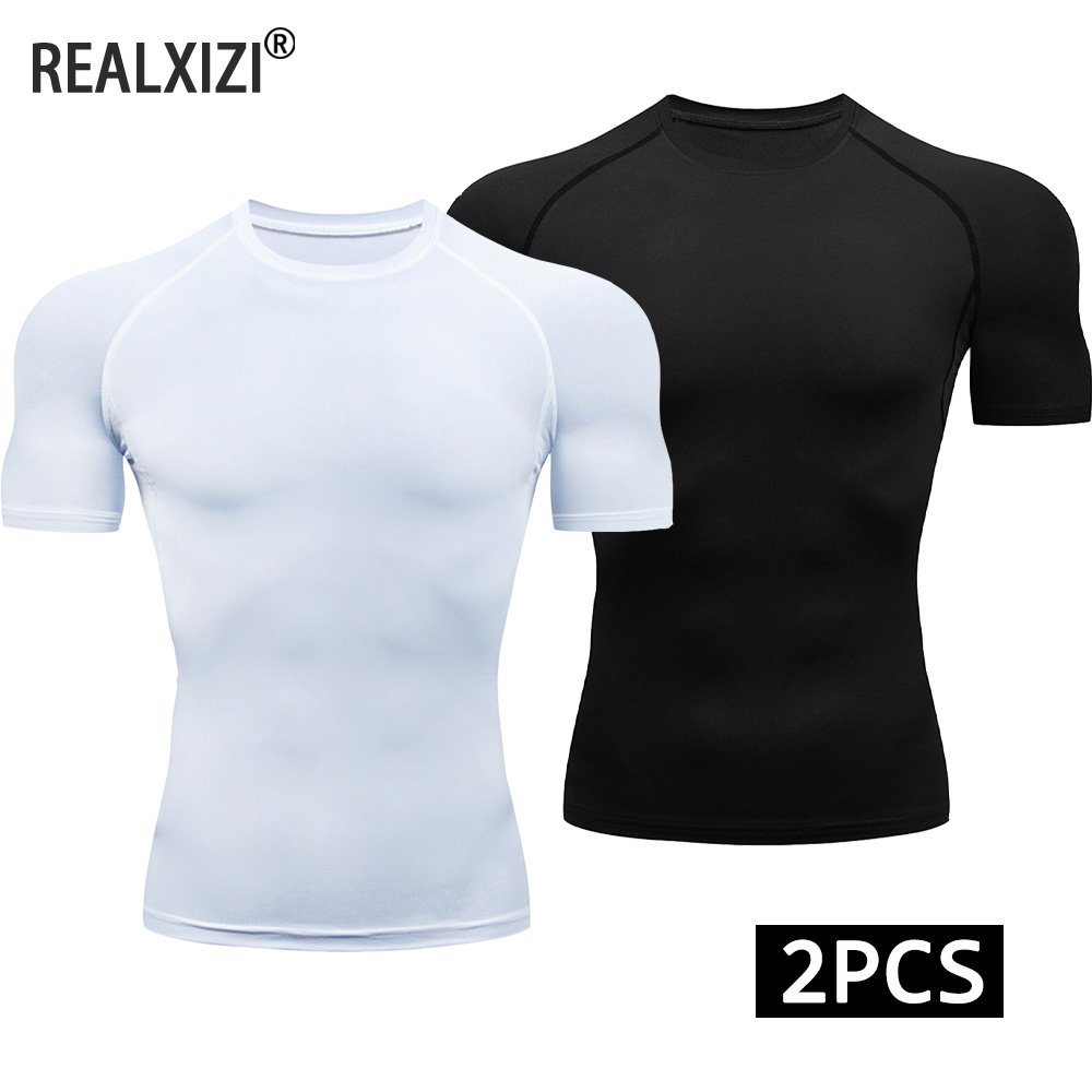 T Shirt Tight Fit - 2-Piece Compression T Shirt Men Summer