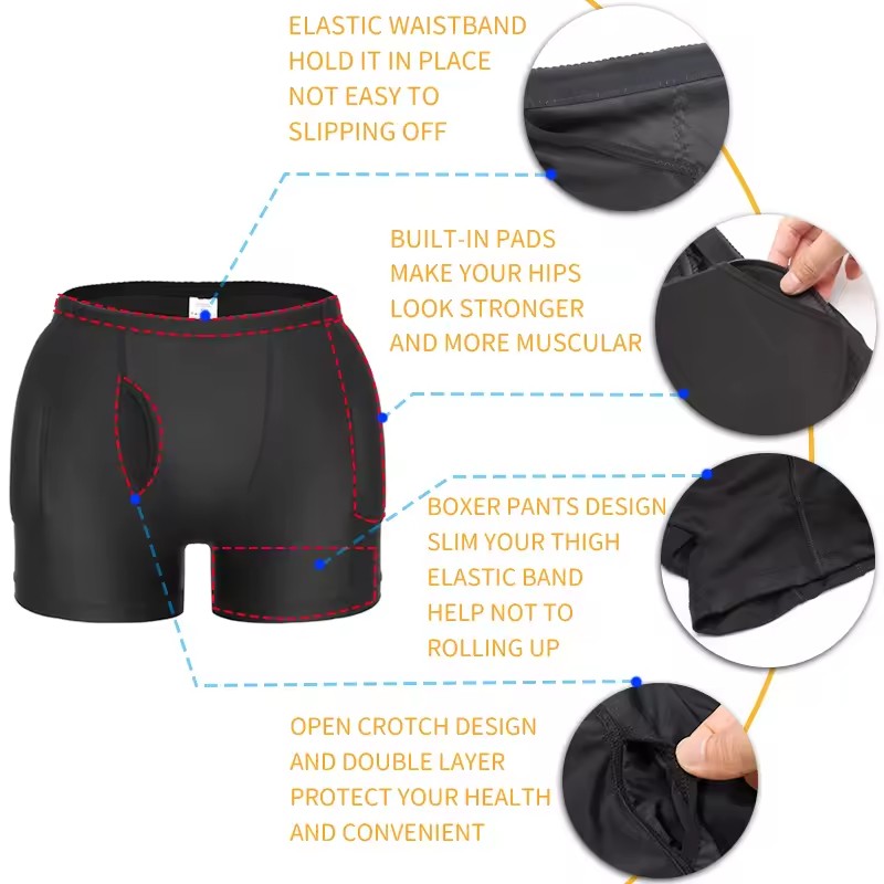 Men Padded Hip Enhancer Booty  - مراجعة Boxer Brief Pack Cotton وسعره
