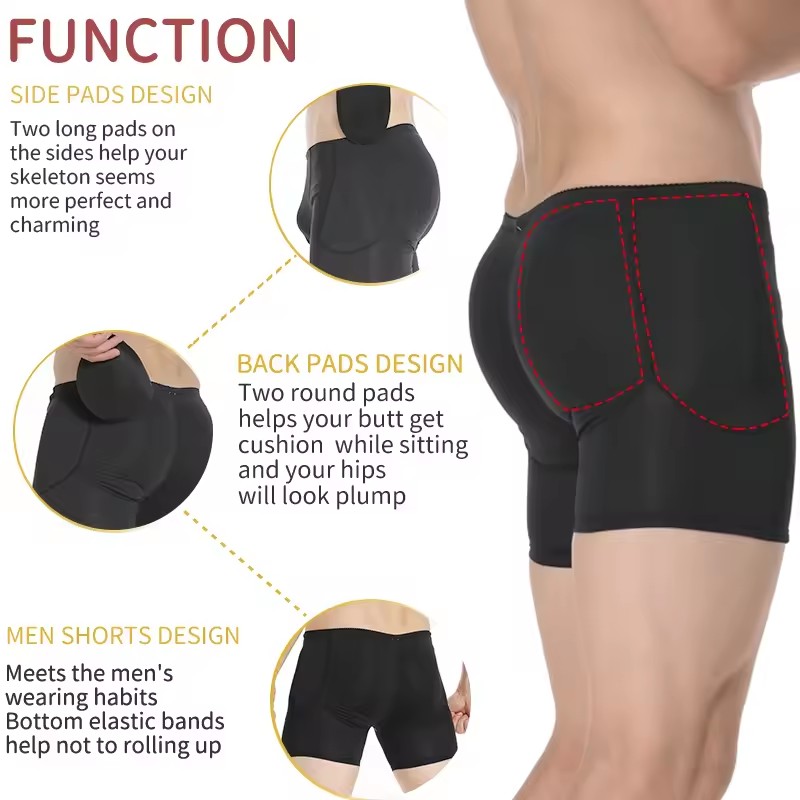 Men Padded Hip Enhancer Booty  - مراجعة Boxer Brief Pack Cotton وسعره