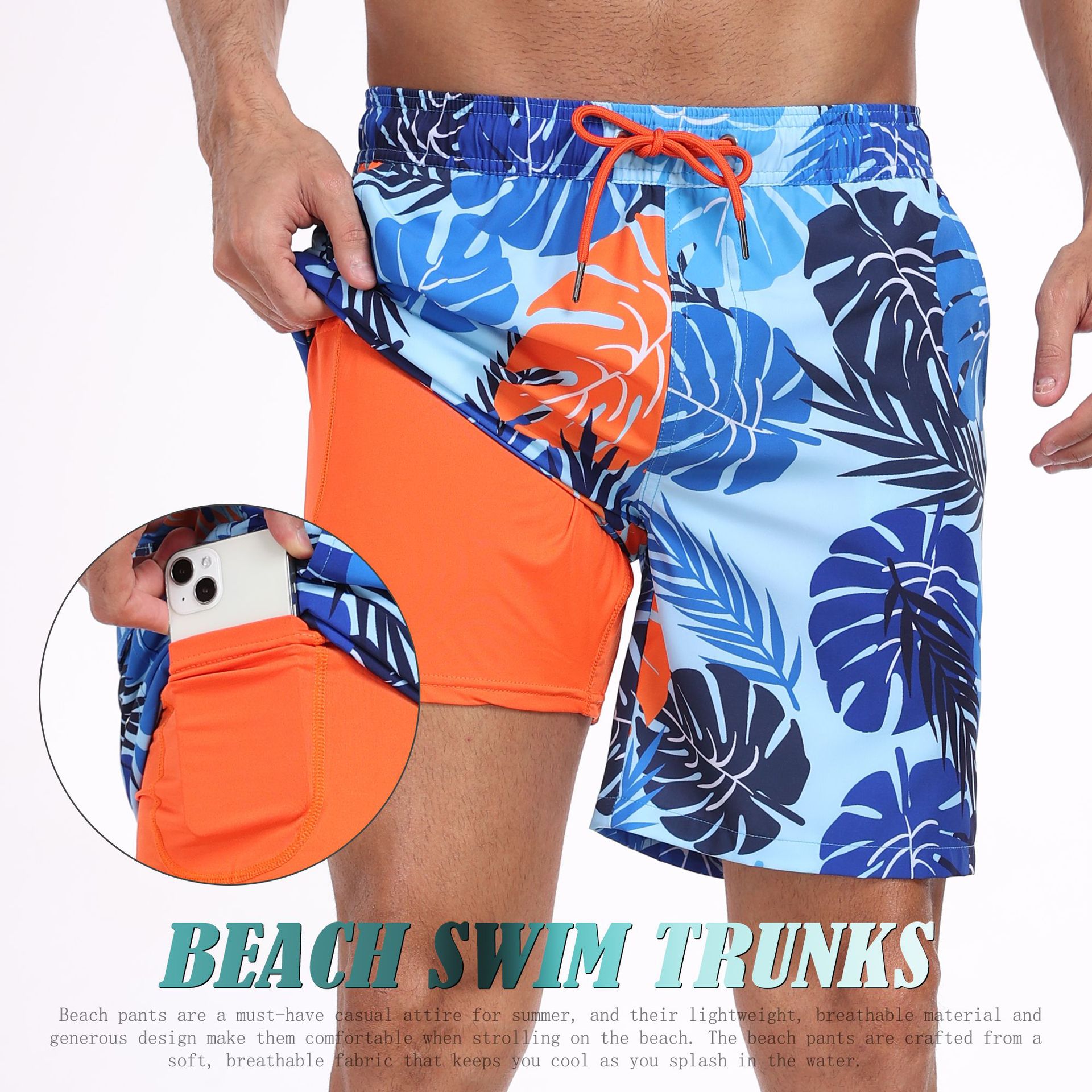 Mens Shark Pattern 2 in 1 Boar - مراجعة Long Leg Trunk Men وسعره