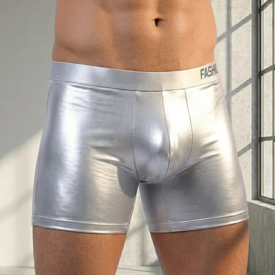 Men's Shiny Glossy Ice Silk Lo - مراجعة Long Leg Trunk Men وسعره