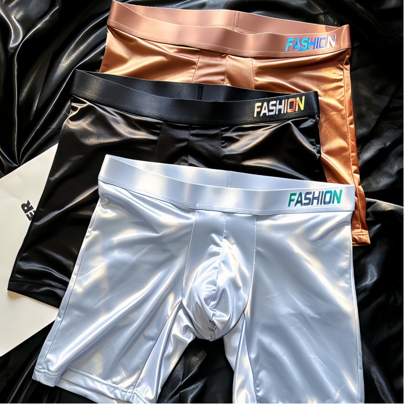 Men's Shiny Glossy Ice Silk Lo - مراجعة Long Leg Trunk Men وسعره