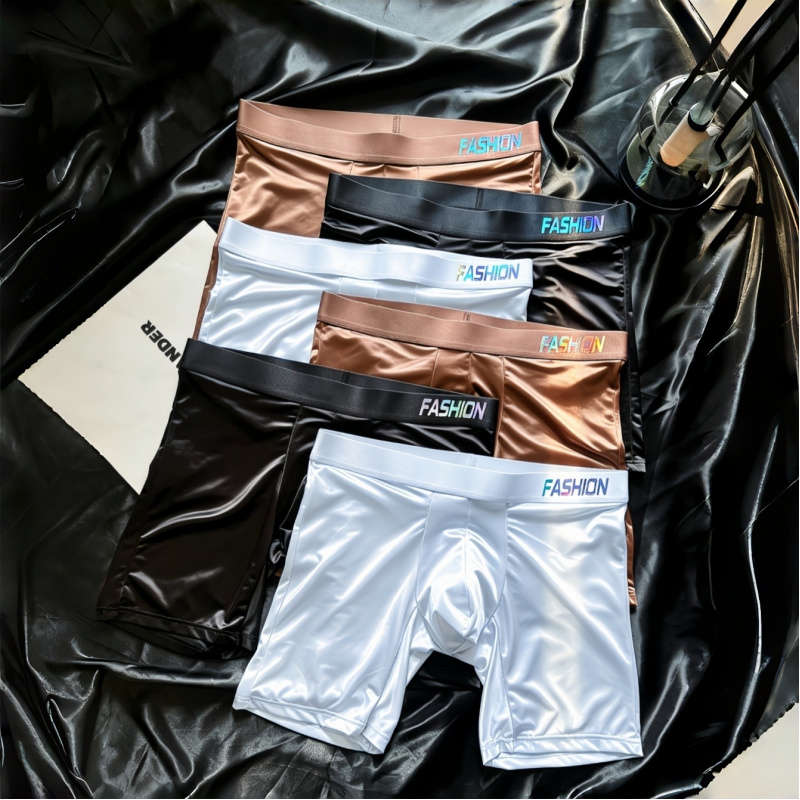 Men's Shiny Glossy Ice Silk Lo - مراجعة Long Leg Trunk Men وسعره