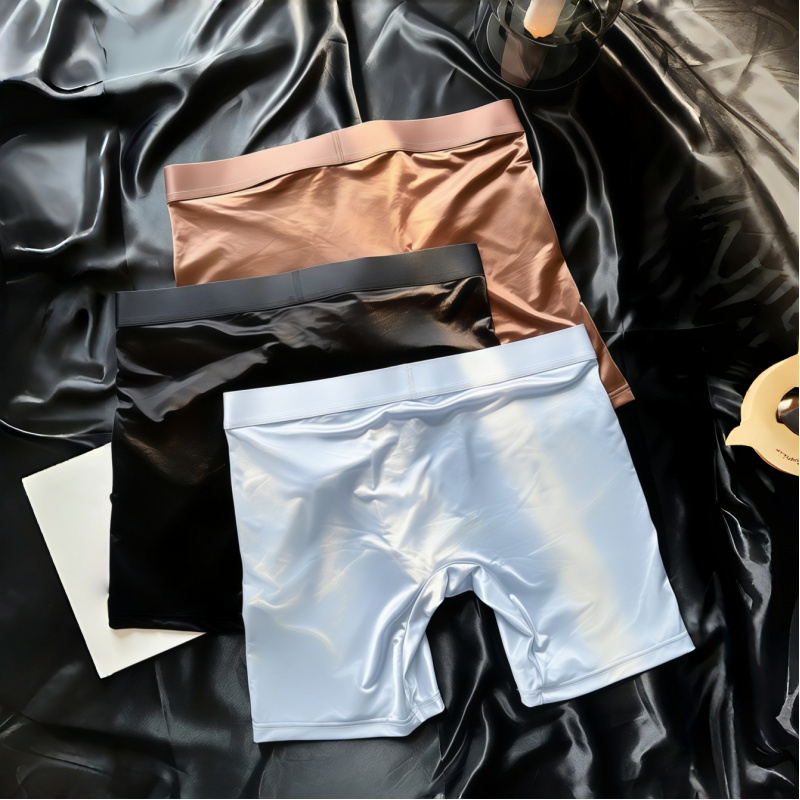 Men's Shiny Glossy Ice Silk Lo - مراجعة Long Leg Trunk Men وسعره