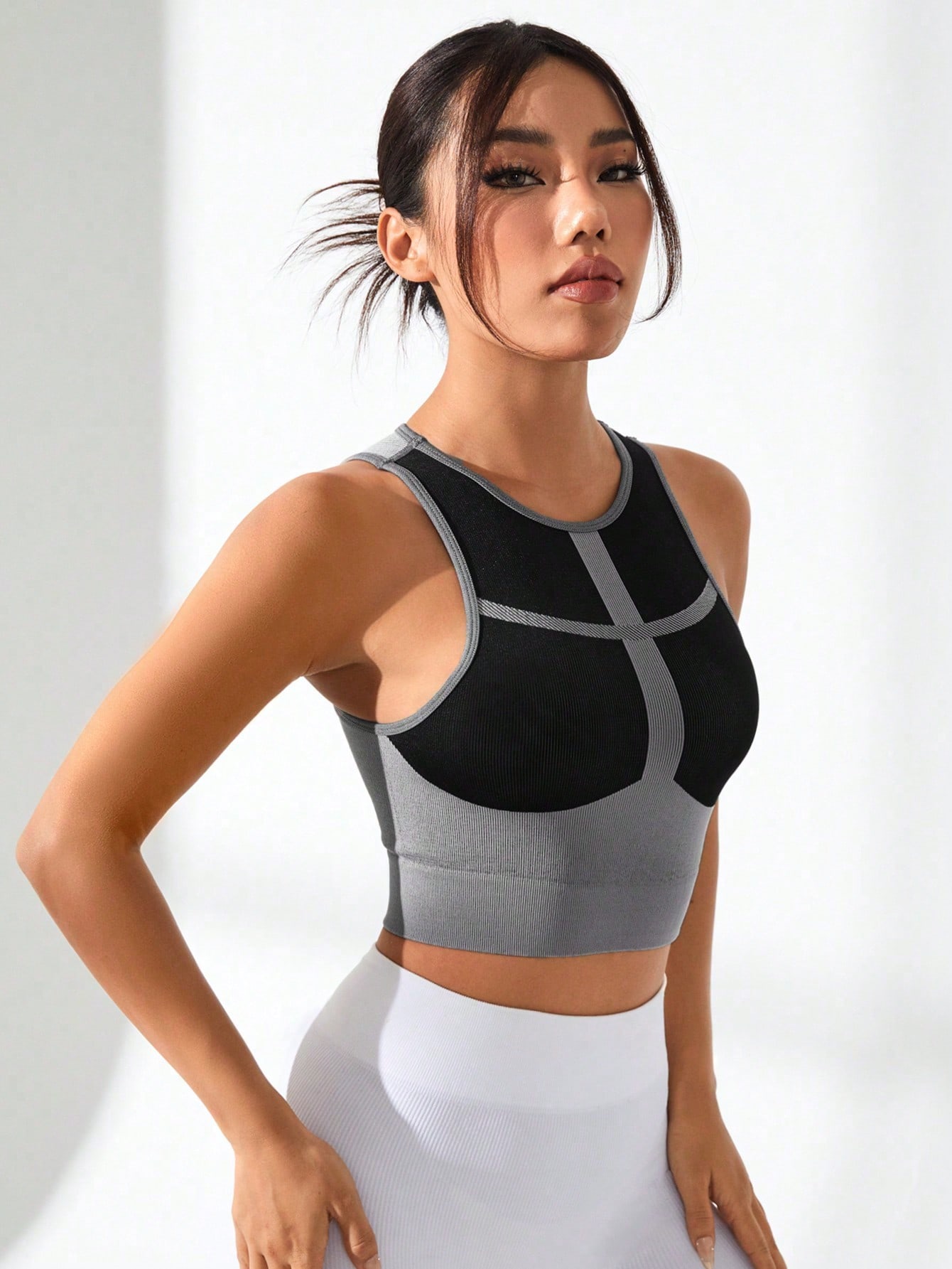 Women Color Block Cross Line R - مراجعة Tank Top Ribbed وسعره