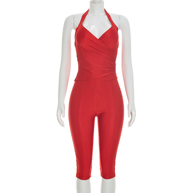 Women Slim 2 Piece Set Solid W - مراجعة Suspender Tank Top وسعره
