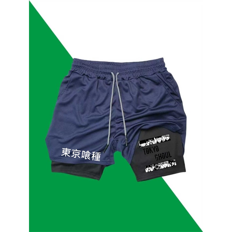 Tokyo Ghoul Print 2in1 Running - مراجعة Compression Shorts Athletes وسعره