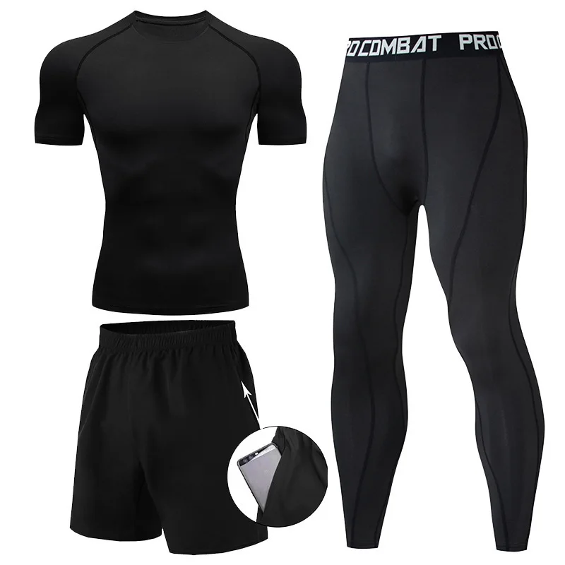 3 Pieces Fitness Suits Athleti - مراجعة Compression Shorts Athletes وسعره