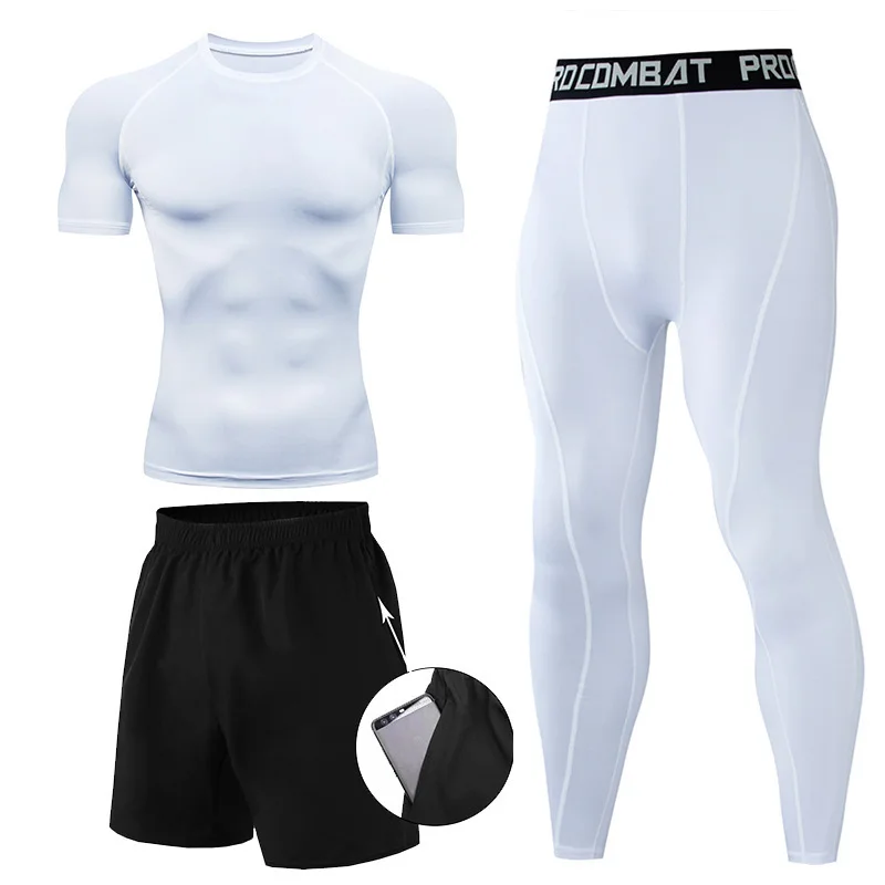3 Pieces Fitness Suits Athleti - مراجعة Compression Shorts Athletes وسعره