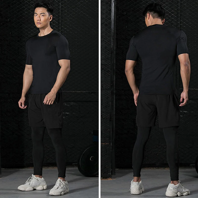 3 Pieces Fitness Suits Athleti - مراجعة Compression Shorts Athletes وسعره