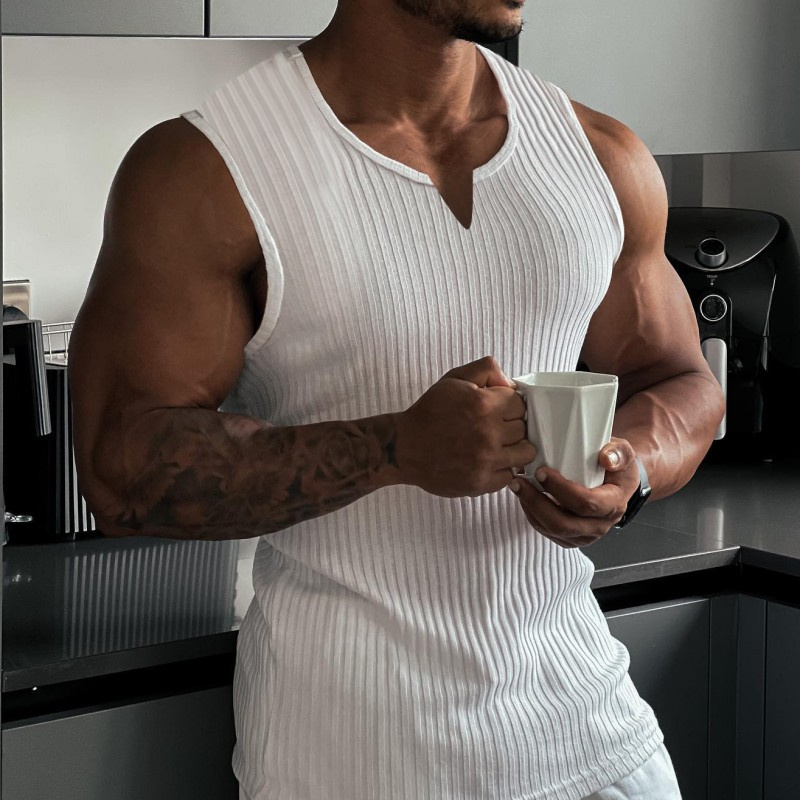 2024 Summer new men V-neck Ves - مراجعة Undershirt Crew Neck وسعره