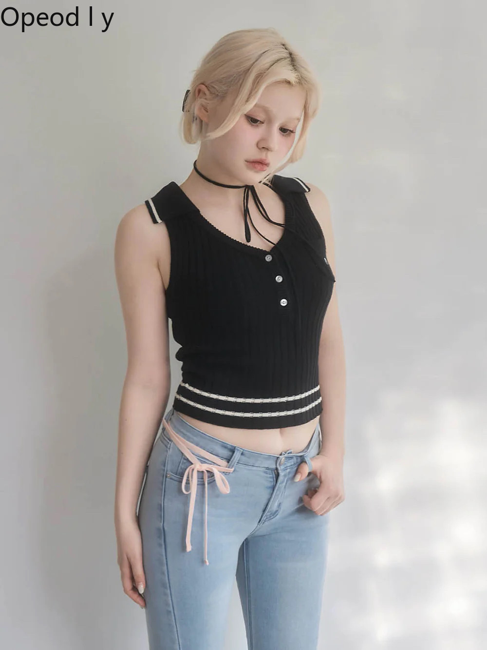 Japanese Sweet Lapel Twist V-n - مراجعة Suspender Tank Top وسعره