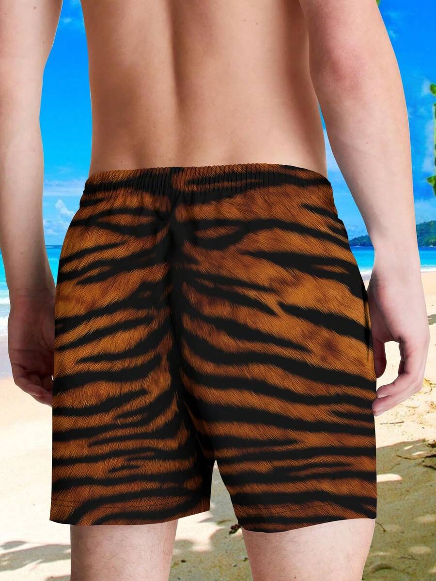 Mens Tiger Print Beach Shorts  - مراجعة Trunk Breathable Men وسعره
