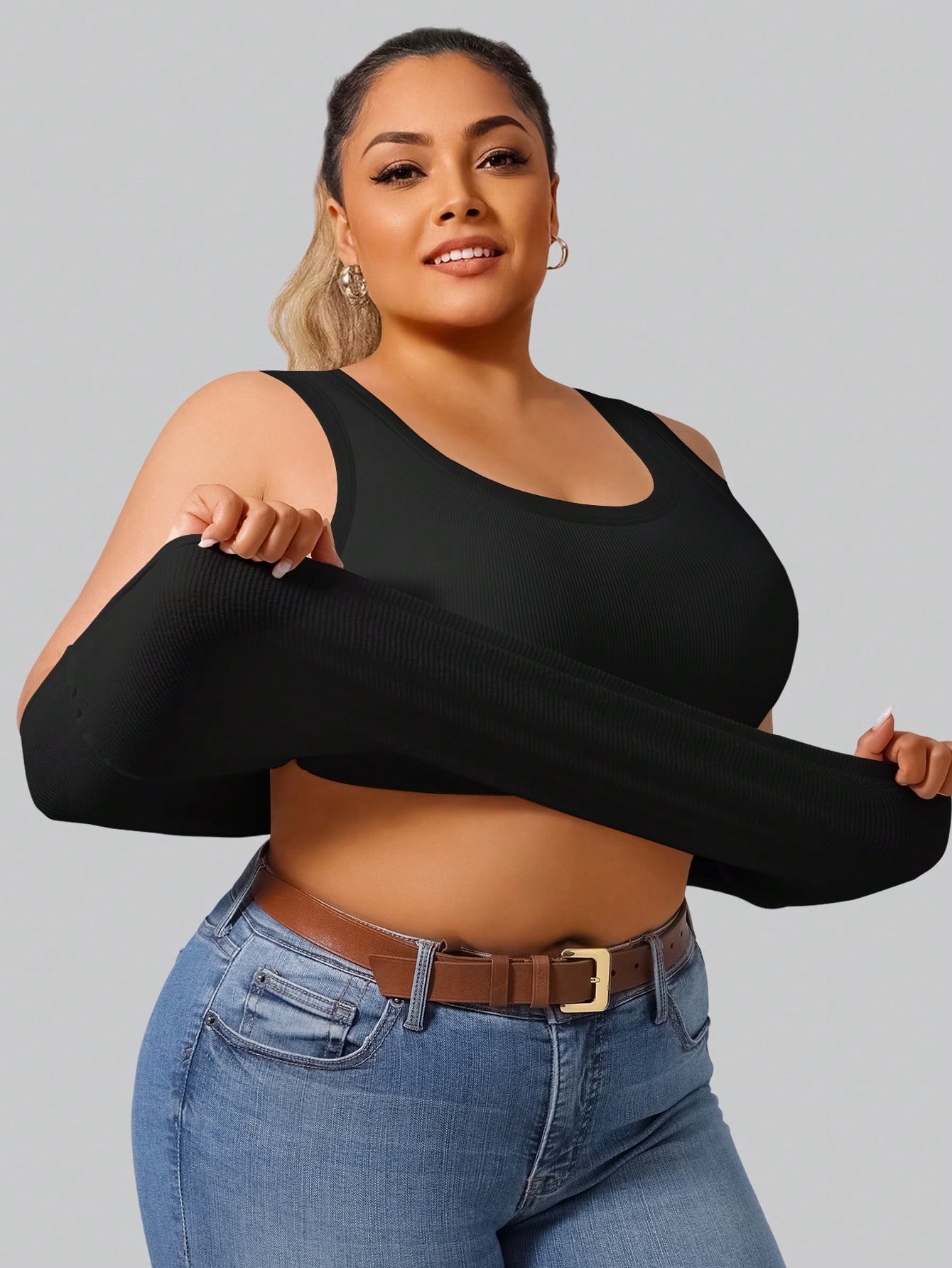 Plus Size Women's High Stretch - مراجعة Tank Top Ribbed وسعره
