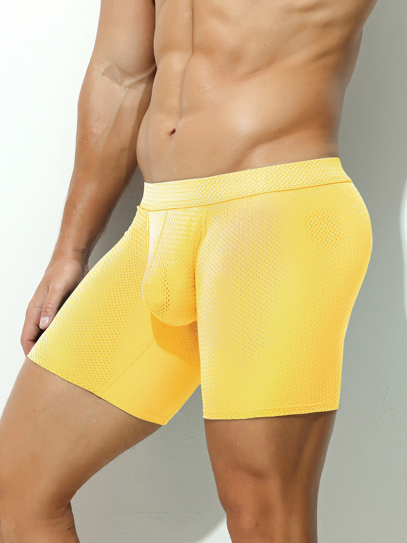 1pcs Men's Long Boxer Underwea - مراجعة Mesh Sport Boxer وسعره